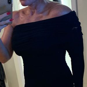 Asymmetrical off the shoulder fitted dress